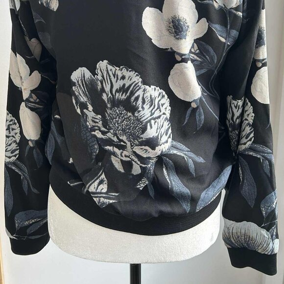 Vero Moda Black-Grey Floral Crepe Lined Bomber Jacket with Rib-Knit Trims – EU M - Picture 10 of 11